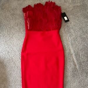 Fashion Nova Strapless Red Dress